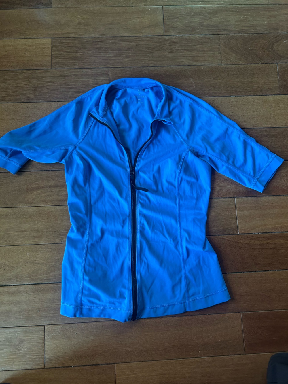 Lands' End Royal Blue Short Sleeve Zip-Up Active Top